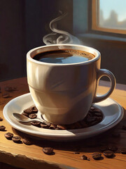 A cup of coffee illustration detailed illustration created using generative AI tools