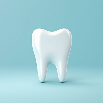 Healthy tooth on blue background