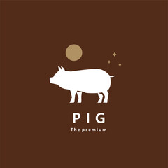 animal pig natural logo vector icon silhouette retro hipster