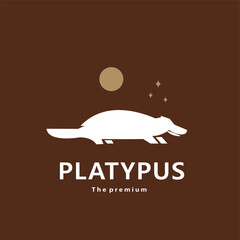 animal platypus natural logo vector icon silhouette retro hipster