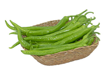 Early green pointed sweet peppers produced in the greenhouse and harvested at the end of December
