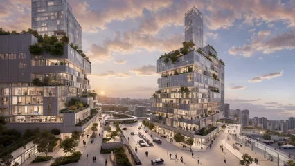 Foto auf Acrylglas Modern city, dense building complex, eco-city © Wang