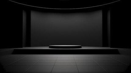 Black studio background empty, can be used for background and product display, 3d rendering podium platform
