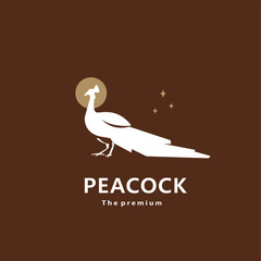 animal peacock natural logo vector icon silhouette retro hipster