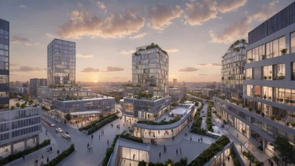 Foto op Plexiglas Modern city, dense building complex, eco-city © Wang