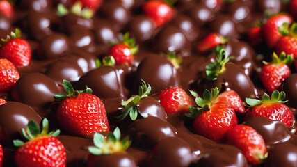 fresh strawberries dipped in dark chocolate,