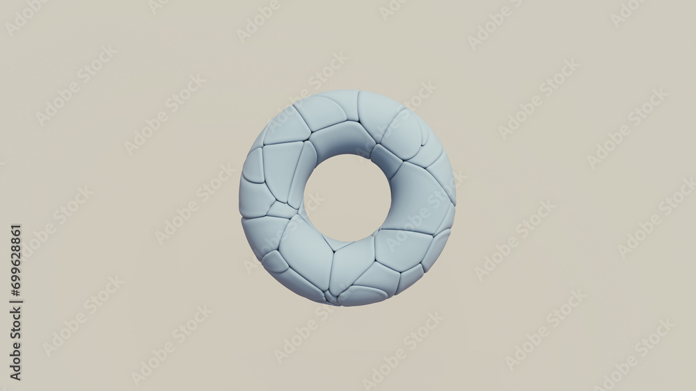 Poster blue torus synthetic rubber fragments soft rounded putty tack block 3d illustration render digital r