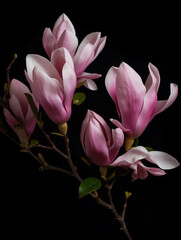 beautiful flowers on black background 4, ai, generated, ai generated