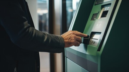 Hands using an ATM
