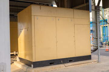 Air compressor machine on power plant project. The photo is suitable to use for industry background photography, power plant poster and maintenance content media.