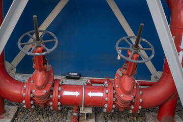 Fire pipe line and manual gate valve on the power plant project. The photo is suitable to use for...