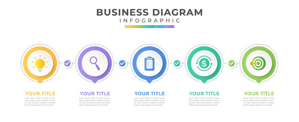 Modern design infographic business concept with icons and 5 options or steps - obrazy, fototapety, plakaty
