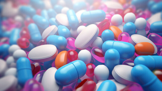 blue purple many tablets and capsules wallpaper background close-up