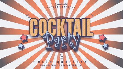 editable cocktail party text effect.typhography logo