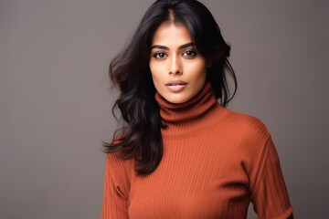 Young woman wearing turtleneck sweater