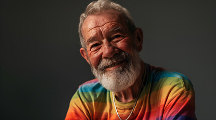 A senior gay man smiling with copy space, diversity and inclusion among the retired and older population