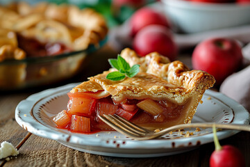 Delicious Rhubarb Pie on the plate