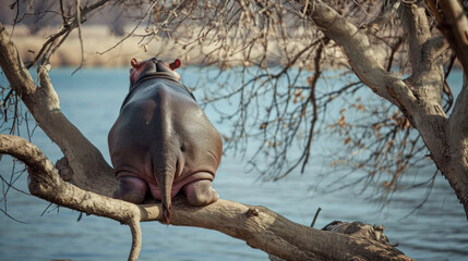 An Animal Sits on a Branch on the Beach and Looks at the Sea Wallpaper Cartoon Digital Art Magazine Background Poster Cover Illustration