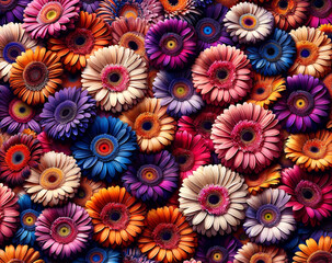 Fototapeta na wymiar carpet of flowers, photo wallpaper with gerbera flowers