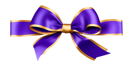 A violet ribbon with golden edges. Transparent PSD format