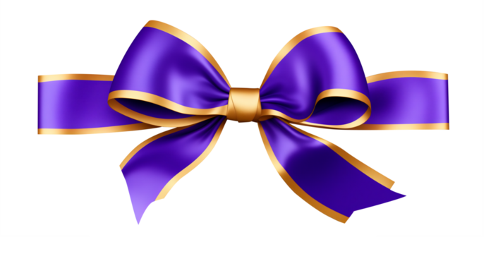 A violet ribbon with golden edges. Transparent PSD format