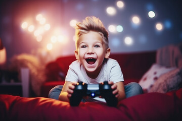 child playing a video game at home