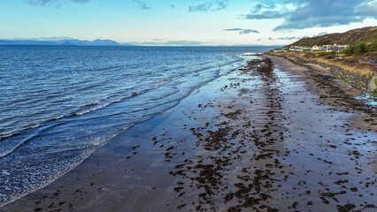 Aerial view of Croy Beach in South Ayrshire