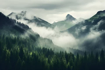 Foto op Plexiglas Mistige ochtendstond mountains in the morning. 