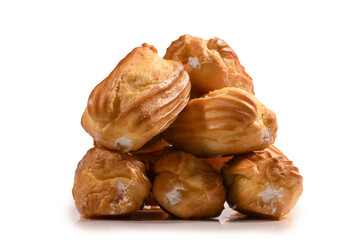 Sweet eclairs isolated on a white background.