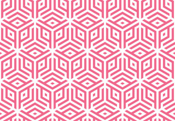 Abstract geometric pattern. A seamless vector background. White and pink ornament. Graphic modern pattern. Simple lattice graphic design - obrazy, fototapety, plakaty