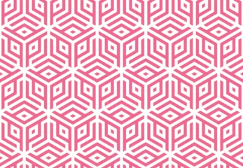Foto op Canvas Abstract geometric pattern. A seamless vector background. White and pink ornament. Graphic modern pattern. Simple lattice graphic design © ELENA