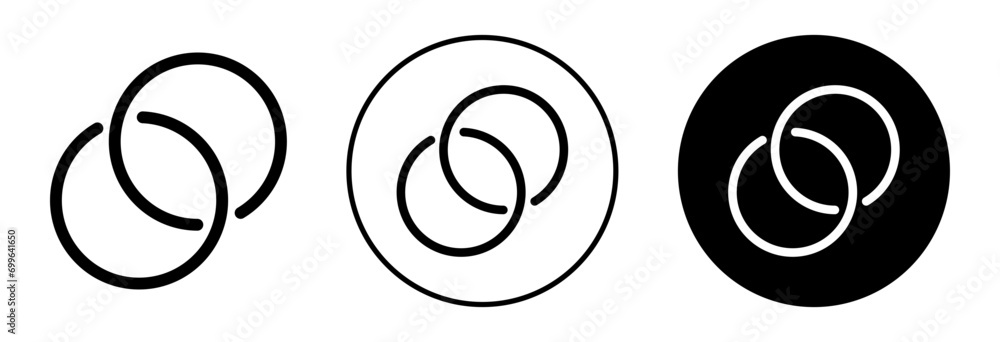 Aufkleber Connect two circle flat icon set. interconnected round link chain symbol  vector design 