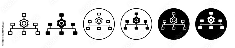 Aufkleber Hierarchical structure flow chart flat icon collection vector set design