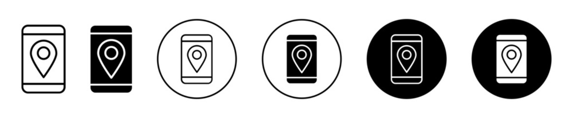 Location tracking smart phone or mobile application simple icon vector illustration set