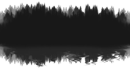 Reflection of the forest in the water