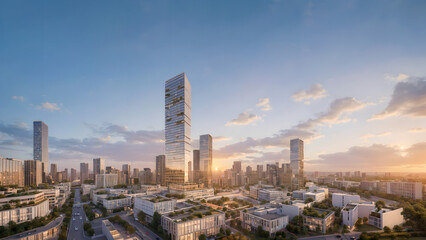 Obraz premium Aerial shots of the city skyline, the skyscrapers of a modern city