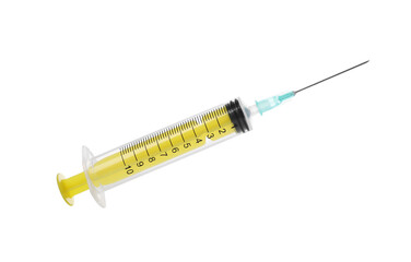 Fototapeta premium New medical syringe with needle isolated on white