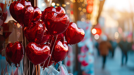 Naklejka premium Pile of festive balloons at a card shop for Valentine's
