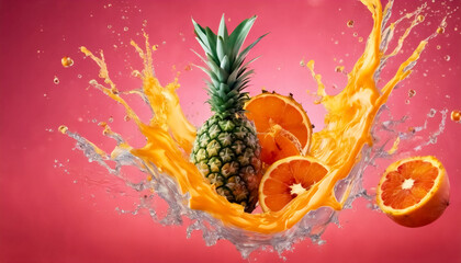 Gusto Salutare- Splash di Succo di Arancia, Ananas e Melograno per Design di Etichetta