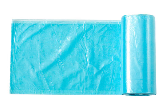Roll of blue garbage bags. garbage bags on a light background.