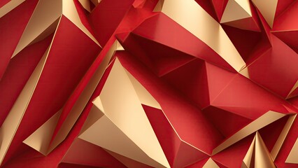 Red and gold 3d triangles background