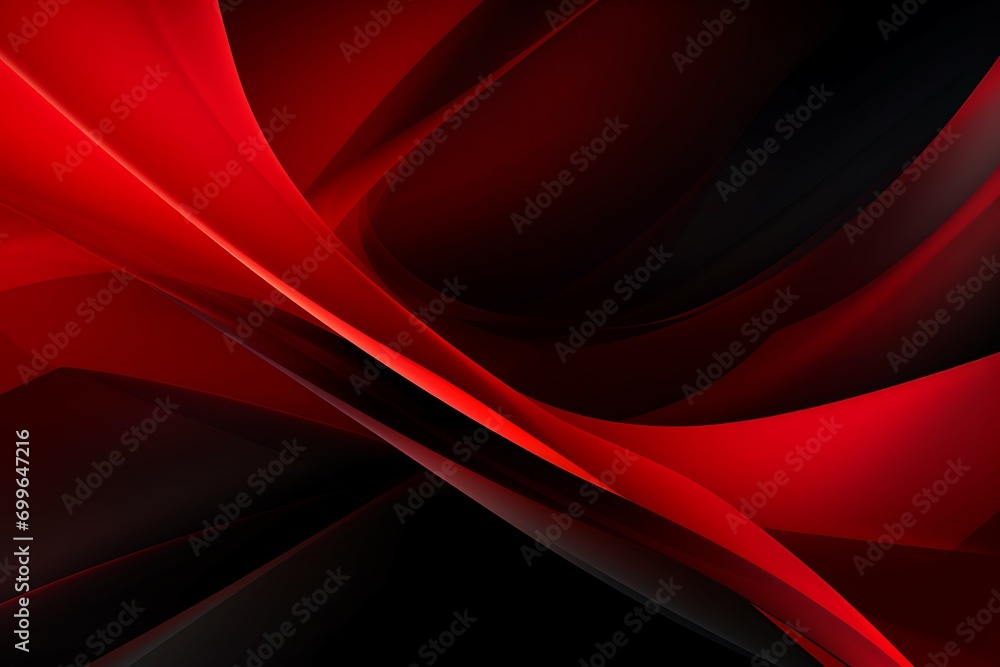 Aufkleber Abstract 3d black and red design with wave