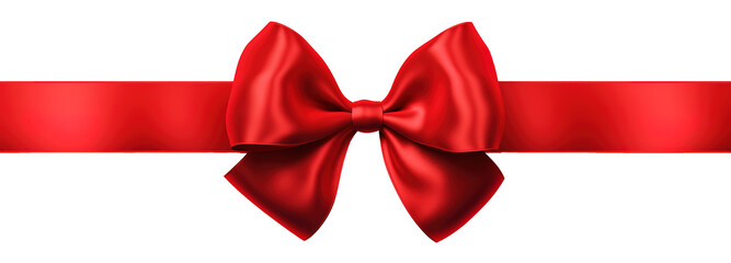 Red Ribbon Bow. Ribbon PNG. Red ribbon with bow isolated on white background.
