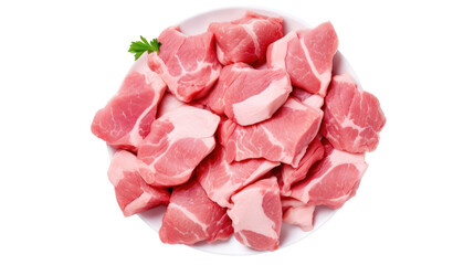 Raw pork for cooking isolated on transparent and white background.PNG image.