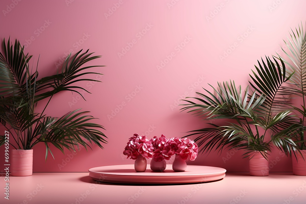 Poster Abstract pink color gradient studio background for product presentation