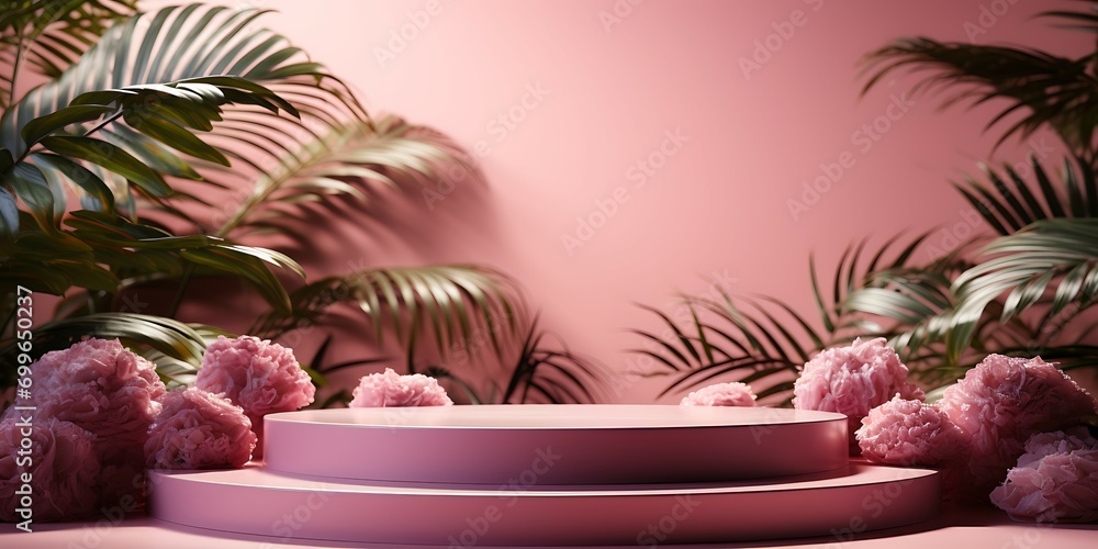 Poster Abstract pink color gradient studio background for product presentation