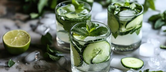 Lime and mint-infused cucumber lemonade