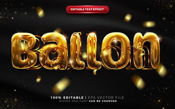 Golden Foil Balloon 3D editable text style effect template