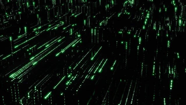 Datentransfer, Stadt, Gro&szlig;stadt, dunkel, Nacht, Internet, gr&uuml;n, SSL, Verschl&uuml;sselung, Sicherheit,  Internetleitung, Glasfaser, FTTH, Server, Virus, Maleware, Pishing, Viren, Hacking, Backup, bin&auml;r