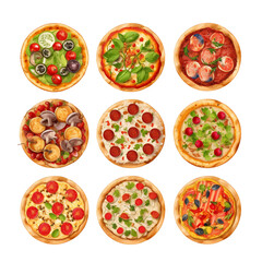 pizza isolated on transparent white background.
